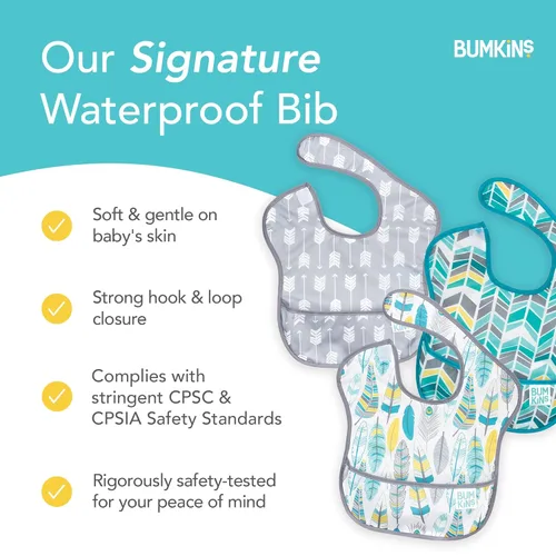 Miniatura 5 de Bumkins SuperBib - Babero para bebé, impermeable, lavable, resistente a las manchas y al olor, para niños de 6 a 24 meses.