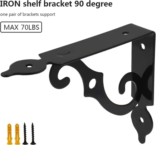 Miniatura 3 de Luomorgo 10 soportes decorativos en L para estantes, montaje en pared, en forma de L, soporte flotante para estante de metal resistente, soporte