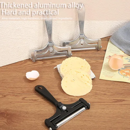 Miniatura 6 de Cortador de queso ajustable con 4 cables de repuesto adicionales, cortador de queso de aluminio resistente, fácil de reemplazar, rebanador de queso