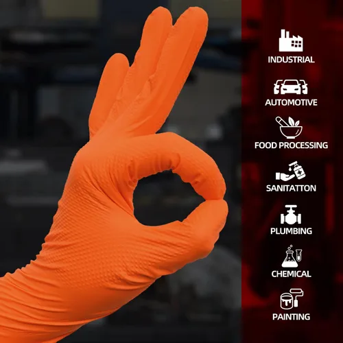 Miniatura 6 de Jointown Guantes Básicos de Nitrilo de Servicio Pesado, Guantes de Mecánico de Nitrilo Desechables de 8 Mil, con Textura de Diamante Elevada, Caja