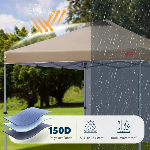 Miniatura 10 de MASTERCANOPY - Toldo desplegable duradero con 1 pared lateral (6.6 x 6.6 pies, caqui)