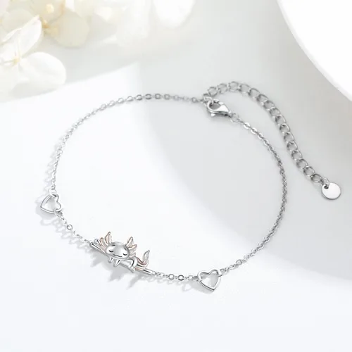Miniatura 8 de Pulsera de plata de ley 925 ajustable con diseño de ajolote, panda, racón, girasol, joyería para hija o amiga, regalo de cumpleaños