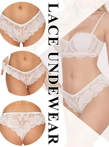 Miniatura 6 de Avidlove Bragas de encaje floral para mujer, ropa interior sexy hipster en forma de V