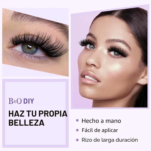 Miniatura 5 de Extensiones de pestañas en racimo para colocar uno mismo, 72 racimos de pestañas rizadas C, D, B&Q LASH Mega, pestañas individuales para volumen
