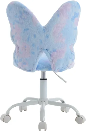 Miniatura 9 de Butterfly - Escritorio y silla para niños, ajustable, giratorio, peludo, azul, para el hogar, dormitorio, escuela, dormitorio