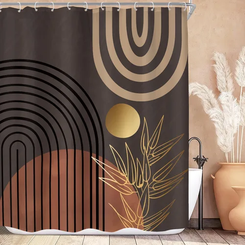 Miniatura 12 de KOMLLEX Cortina de ducha abstracta bohemia para decoración de baño, 60 pulgadas de ancho x 72 pulgadas de alto, cortina de ducha verde, hojas
