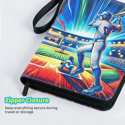 Miniatura 5 de Carpeta de tarjetas de béisbol de 900 bolsillos con mangas, 50 páginas extraíbles, 3 anillos con cremallera, álbum de tarjetas coleccionable