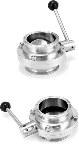 Miniatura 4 de QWORK Válvula de mariposa de acero inoxidable tubo de 3 pulgadas OD - Control de flujo preciso para elaboración de cerveza, transferencia
