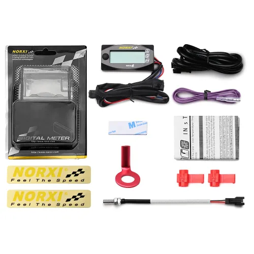Miniatura 6 de Medidor multifunción 4 en 1 para motocicleta, mini 13.1 ft (tacómetro RPM+temperatura de culata+voltímetro+reloj) Medidor multifuncional 4 en 1