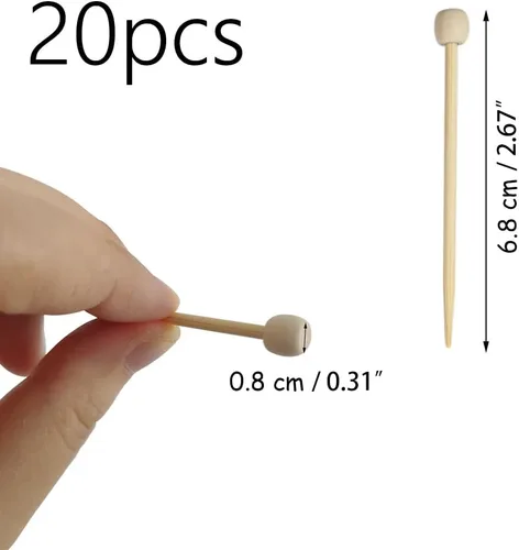 Miniatura 2 de 20 pines de marcado de bambú de 2.65 pulgadas de largo, agujas de tejer de un solo punto, mini alfileres de marcado, accesorios de tejer