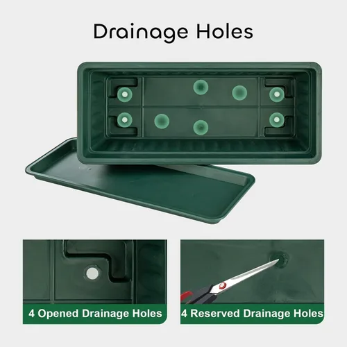 Miniatura 4 de GROWNEER Paquete de 3 jardineras verdes de 17 pulgadas para ventana, macetas largas de plástico para vegetales con 15 etiquetas de plantas
