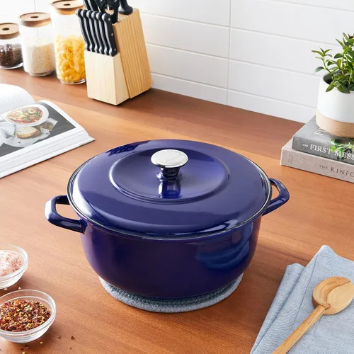 Miniatura 11 de Merten & Storck - Olla de horno holandés redondo de 7 cuartos de galón con tapa, olla holandesa de hierro esmaltado fabricada en Europa, apta
