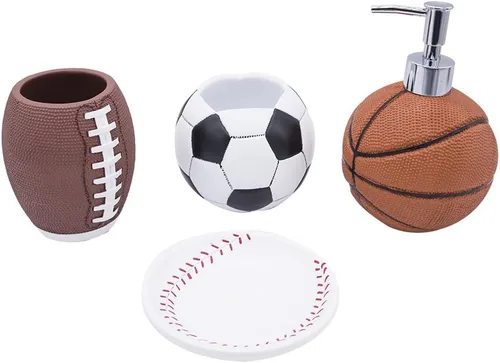 Miniatura 10 de Juego de accesorios de baño organizador completo con dispensador de loción/jabón de batido, taza de baño de tubo de huevo/vaso, jabonera de dona