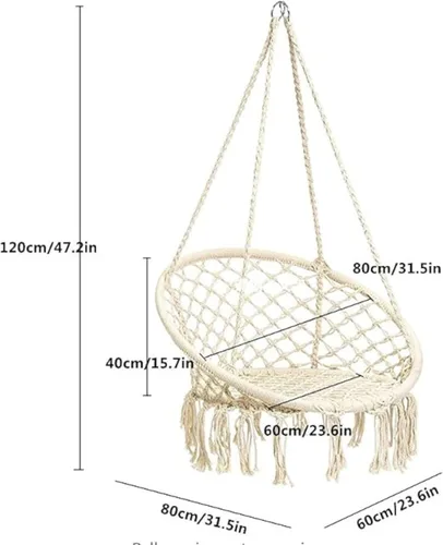 Miniatura 2 de Namaste - Silla colgante de macramé, silla hamaca tejida de algodón para interiores y exteriores, color beige, capacidad de 265 libras, incluye kit