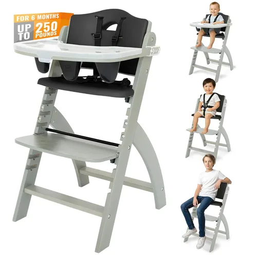 Miniatura 2 de Abiie Beyond Junior - Silla alta de madera con bandeja - Silla alta ajustable y convertible para bebés y niños pequeños - 6 meses a 250 libras