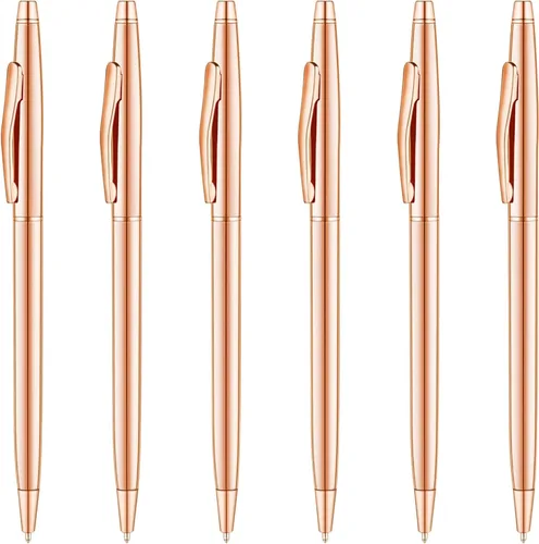 Miniatura 6 de Unibene Bolígrafos retráctiles metálicos delgados – Oro rosa, bonito regalo para uniforme de oficina, estudiantes, profesores, bodas, Navidad, punta