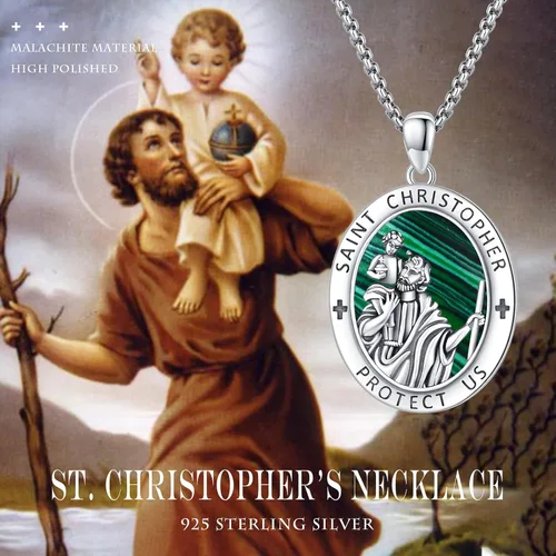 Miniatura 138 de Collar con colgante de plata de ley 925 con medalla de San Patrón, joyería religiosa para hombres y mujeres, con cadena de acero inoxidable 316L