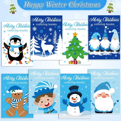 Miniatura 3 de Faccito 24 Piezas Paquetes de Libros para Colorear de Navidad a Granel Libro para Colorear de Invierno Mini Muñeco de Nieve Pan de Jengibre Santa