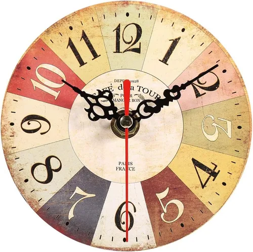 Miniatura 3 de Haofy Reloj de pared vintage redondo extra pequeño de 4.7 pulgadas, silencioso, funciona con pilas, reloj de pared de madera antigua para cocina
