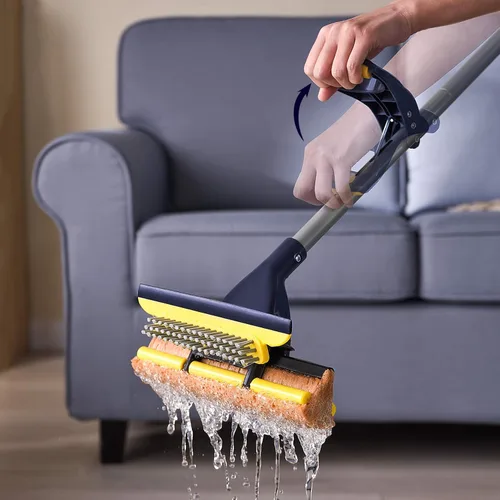Miniatura 6 de Yocada Esponja de limpieza para uso comercial en el hogar, para uso comercial, para baño, garaje, con escobilla de goma y mango largo telescópico