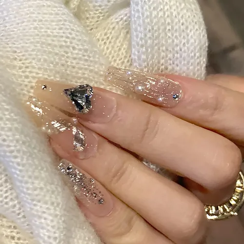 Miniatura 8 de Uñas postizas a presión con diseños de longitud media, forma de ataúd, cobertura completa, reutilizables, con pegamento, uñas adhesivas