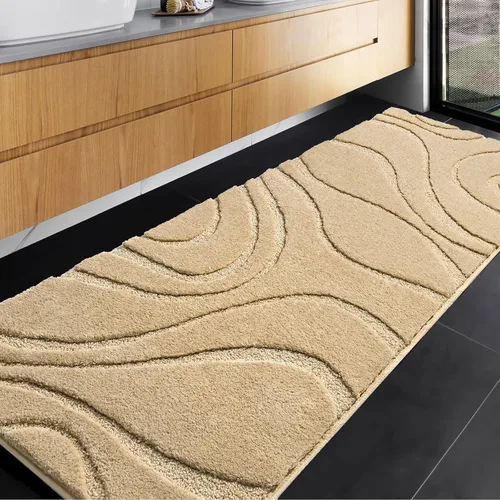 Miniatura 15 de DEXDE Alfombras de baño de 24 x 60 pulgadas, ultra suaves y absorbentes de agua, antideslizantes, de secado rápido, lavables a máquina, tapetes Negro