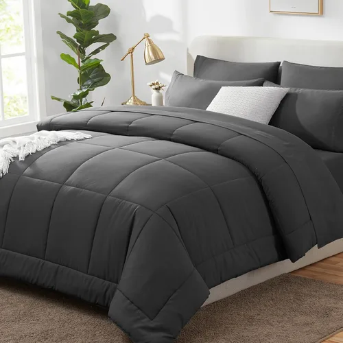 Miniatura 15 de CozyLux Juego de edredón tamaño King, color verde oliva, 7 piezas en una bolsa, edredón verde tamaño King, juegos de ropa de cama para todas