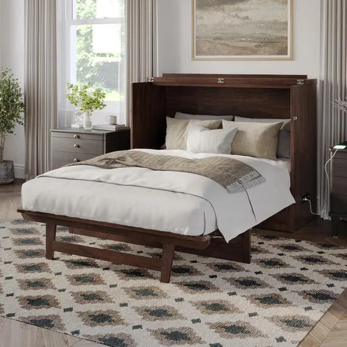 Miniatura 21 de AFI, Northfield Murphy Bed - Baúl de cama Twin XL con colchón de 6", cajón de almacenamiento y cargador USB integrado, ámbar quemado