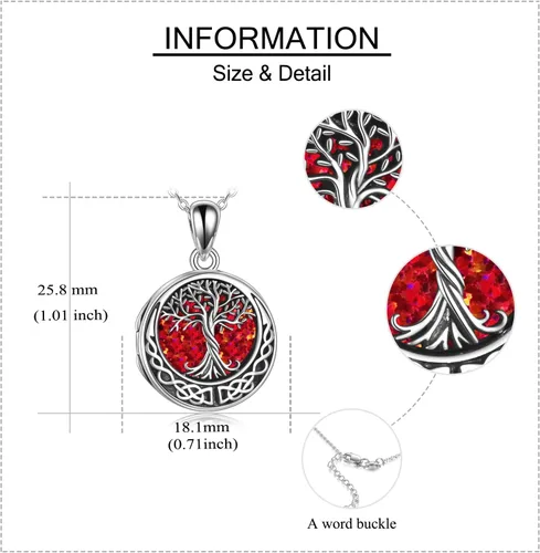 Miniatura 5 de ONEFINITY Collar con medallón de árbol de la vida, collar de plata de ley que sostiene fotos, colgante de medallón del árbol de la vida
