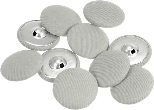 Miniatura 54 de HARFINGTON 10 botones de tela de 24L cubiertos de tela de 0.59 pulgadas, vástago de metal, botones de costura redondos para trajes, blusas de Azul