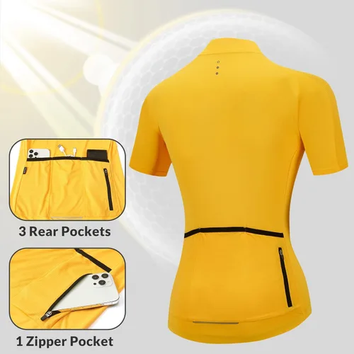 Miniatura 2 de BALEAF Camiseta de ciclismo de manga corta para mujer, camiseta de ciclismo de carretera, 4 bolsillos traseros UPF50+