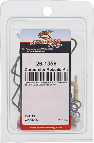 Miniatura 4 de All Balls Kit de reconstrucción de carburador Racing 26-1359 compatible con/repuesto para Honda TRX450ER 2008-2014, Polaris Outlaw 450 2008-2010