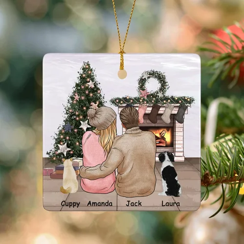 Miniatura 4 de Bonitos adornos personalizados para parejas con retrato, adorno personalizado para árbol de Navidad con nombre de mascota, perro, gato, raza, regalo