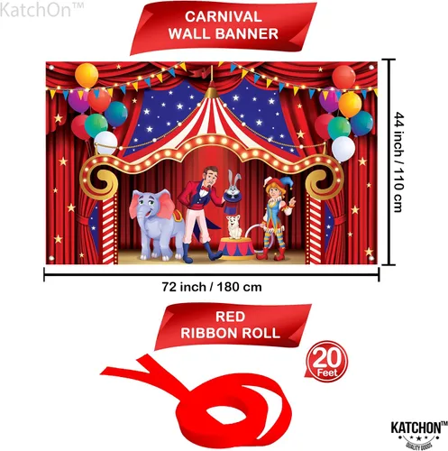 Miniatura 7 de KatchOn, Globo rojo para primer cumpleaños, grande, 40 pulgadas, telón de fondo de carnaval para decoraciones de carnaval, grande de 72 x 44