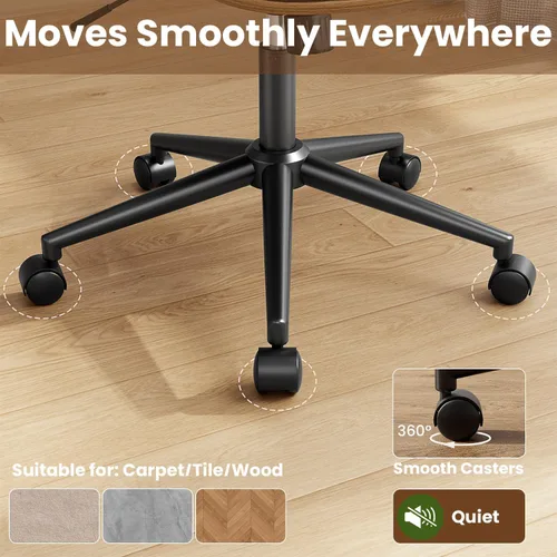 Miniatura 6 de YaFiti Silla de oficina sin brazos, silla de escritorio moderna de mediados de siglo con respaldo de madera de nogal y elevación de gas SGS nivel 3