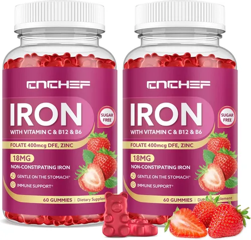 Miniatura 11 de Suplemento de hierro para mujeres y hombres, suplemento multivitamínico de hierro constructor de sangre con folato, vitamina C, B12, B6, zinc