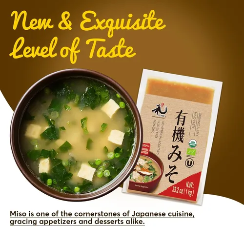 Miniatura 4 de YUHO Pasta Miso Orgánica 2.2lbs Kosher Sin Gluten Sin Conservantes Sin MSG USDA EU Orgánica 35.2Oz