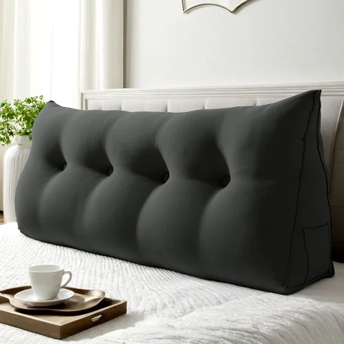Miniatura 43 de WOWMAX Almohada de Cuña para Cabecero de Dormitorio Cabecero de Dormitorio Twin XL Almohada de Refuerzo para Cama con Funda Removible, 85% Lino 15%