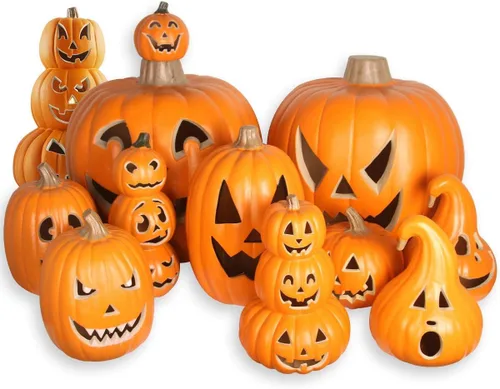 Miniatura 6 de Linterna Jack O' de 21 pulgadas, decoración navideña de calabaza de Halloween extra grande iluminada, faroles de calabaza preiluminados