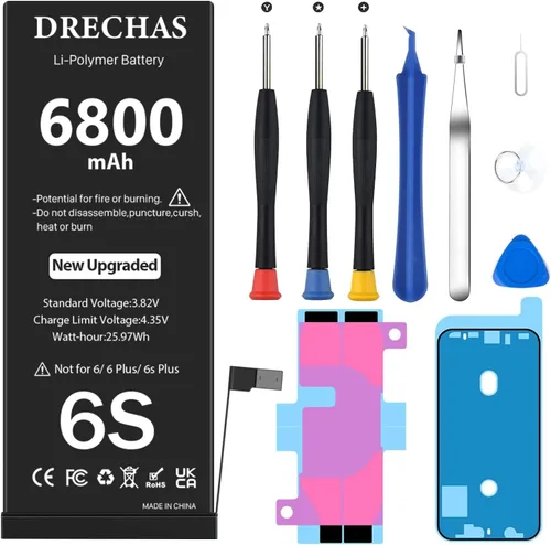 [6800mAh] Batería para iPhone 6S, 2026 nueva batería de repuesto de polímero de litio de alta capacidad mejorada de 0 ciclos para iPhone 6S modelos