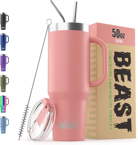 Miniatura 23 de Beast Vaso Térmico de 30 oz de Acero Inoxidable con Aislamiento al Vacío para Café y Hielo de Doble Pared Termo de Viaje (Rojo Arándano)