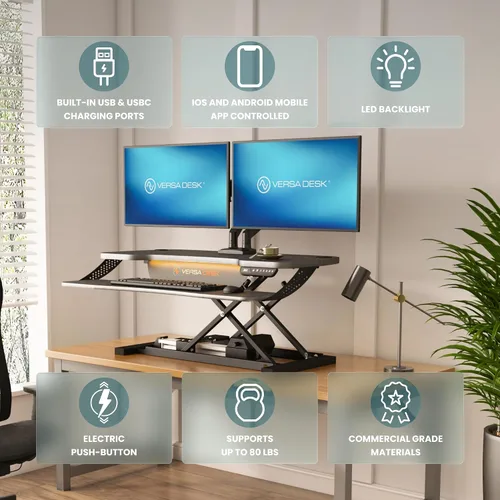 Miniatura 3 de VERSADESK PowerPro Elite - Convertidor de escritorio eléctrico ajustable de 36 pulgadas con controlador programable y concentrador USB. Aplicación