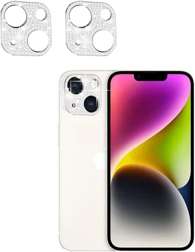 Miniatura 7 de [Paquete de 2] Protector de lente de cámara de cristal brillante para iPhone 11/iPhone 12 mini, cubierta de cámara trasera de diamante con purpurina