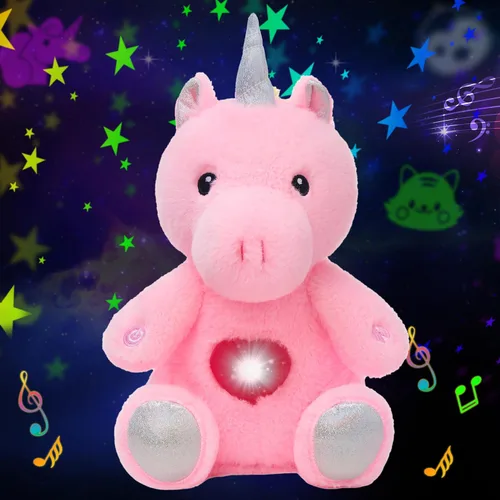 Miniatura 17 de Peluche de panda con proyector de estrellas musicales, luz nocturna ajustable, canta, animales de peluche iluminados, juguetes de peluche