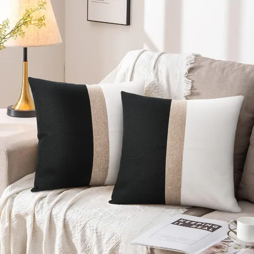 Miniatura 11 de JASEN Fundas de almohada negras de 12 x 20 pulgadas, fundas de almohada decorativas estilo bohemio lumbar para sofá o cama