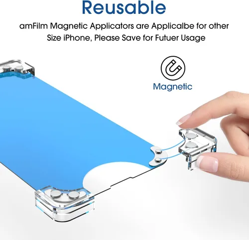 Miniatura 3 de amFilm Paquete de 2 protectores de pantalla magnéticos OneTouch para iPhone 14 Pro de 6.1 pulgadas [plástico ecológico y reductor]