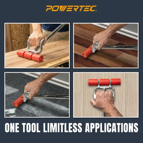 Miniatura 6 de POWERTEC Rodillo Extensible para Piso y Pared para Pisos de Vinilo, Rodillo para Azulejos y Linóleo con Mango Extensible de 17" a 27", 7.5" de Ancho