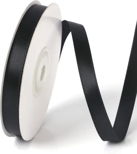 Miniatura 22 de Rollo de cinta de satén de una sola cara de 1 pulgada x 25 yardas, cintas ideales para envolver regalos, manualidades, decoración de fiestas de negro