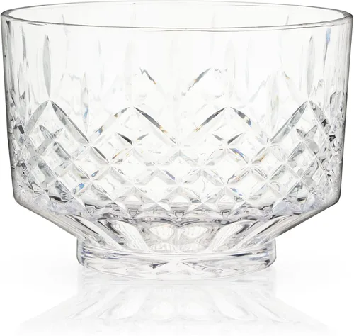 Miniatura 9 de Viski Admiral Crystal Punch Bowl – Tazón de cristal estilo vintage para fiestas – Vajilla para cócteles, apto para lavavajillas, 2.5 galones, 320