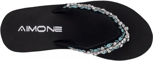 Miniatura 4 de AIMONE -Appoline Sandalias de cuña para mujer, sandalias de plataforma negra con brillantes, zapatos elegantes para mujer